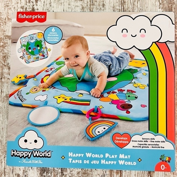 fisher Price Happy World Play Mat Friends with You 6 Sensory Discoveries - Picture 1 of 3